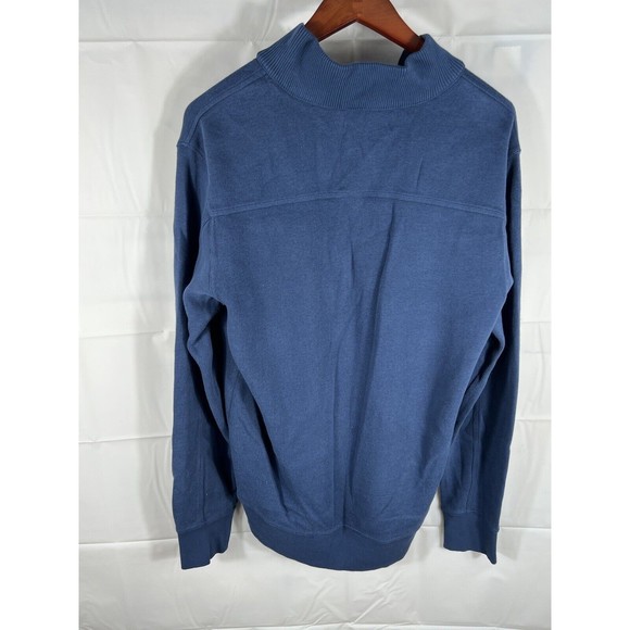 Eddie Bauer‎ Sweater Mens Tall Large Blue 100% Cotton Knit Mock Neck 3 Button - Picture 5 of 5